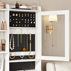 Coiffeuse avec miroir, rangement caché et armoire à bijoux