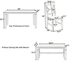 Ensemble de salle à manger 6 pièces en bois avec banc rembourré et 4 chaises de salle à manger