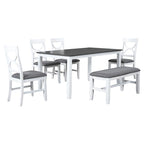 Ensemble de salle à manger 6 pièces en bois avec banc rembourré et 4 chaises de salle à manger