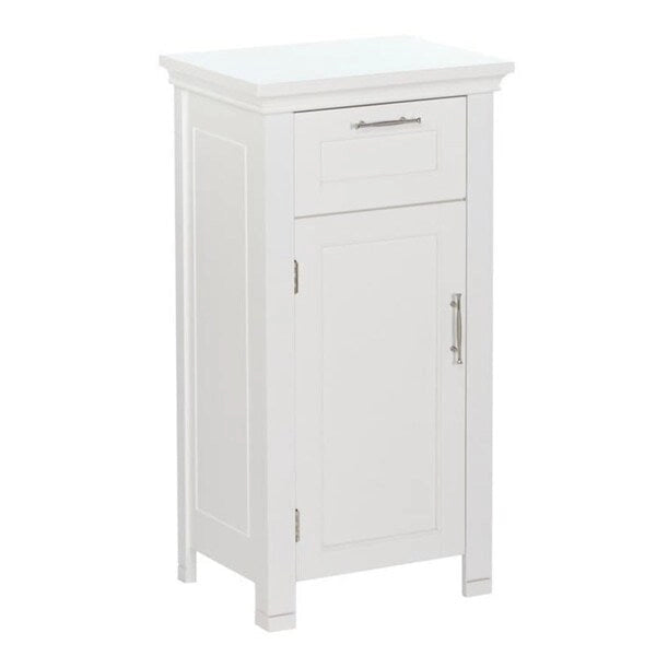 Armoire de rangement avec porte unique et tiroir RiverRidge Somerset pour salle de bain et buanderie, avec étagère réglable - Blanc