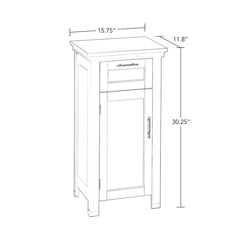 Armoire de rangement avec porte unique et tiroir RiverRidge Somerset pour salle de bain et buanderie, avec étagère réglable - Blanc