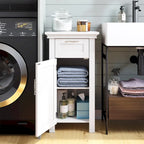 Armoire de rangement avec porte unique et tiroir RiverRidge Somerset pour salle de bain et buanderie, avec étagère réglable - Blanc
