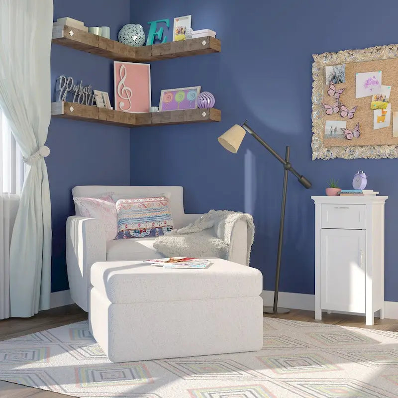 Armoire de rangement avec porte unique et tiroir RiverRidge Somerset pour salle de bain et buanderie, avec étagère réglable - Blanc