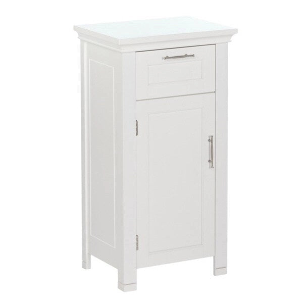 Armoire de rangement avec porte unique et tiroir RiverRidge Somerset pour salle de bain et buanderie, avec étagère réglable - Blanc