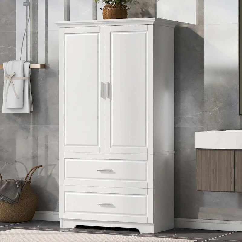 Armoire de salle de bain haute avec tiroirs et étagère réglable