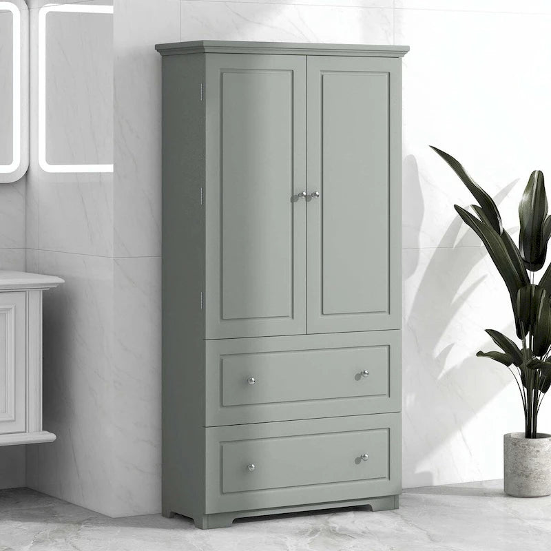 Armoire de salle de bain haute avec tiroirs et étagère réglable