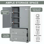 Armoire de salle de bain haute avec tiroirs et étagère réglable