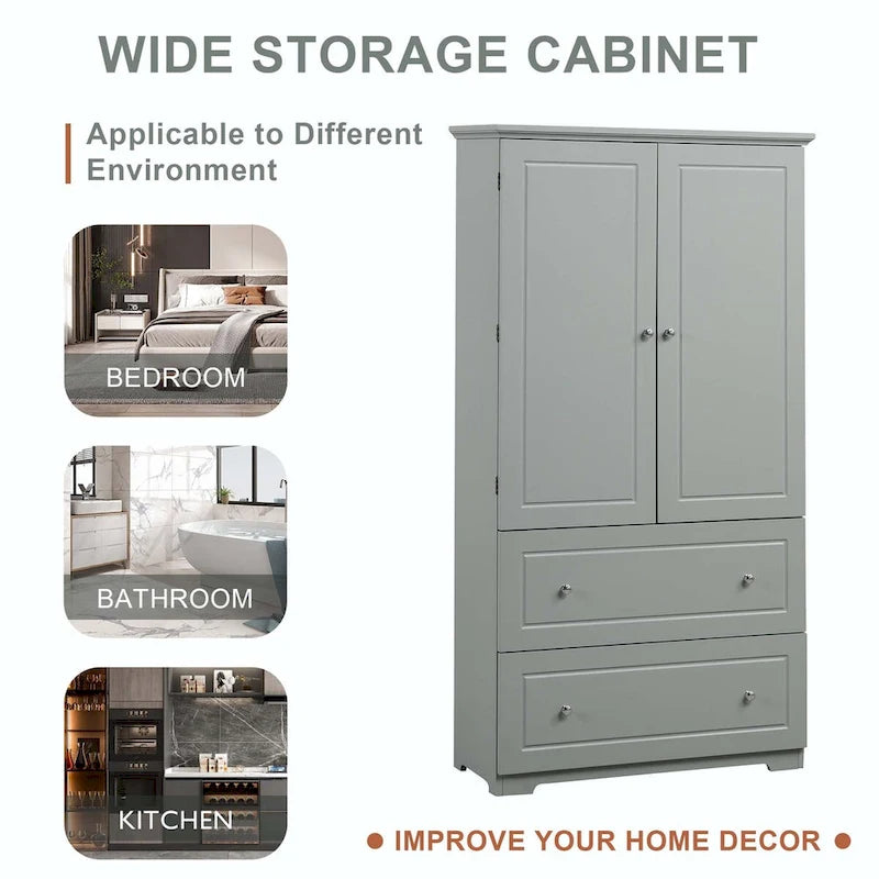 Armoire de salle de bain haute avec tiroirs et étagère réglable