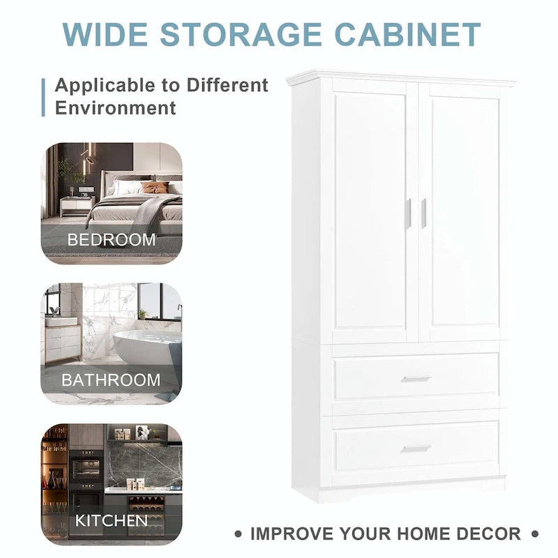 Armoire de salle de bain haute avec tiroirs et étagère réglable