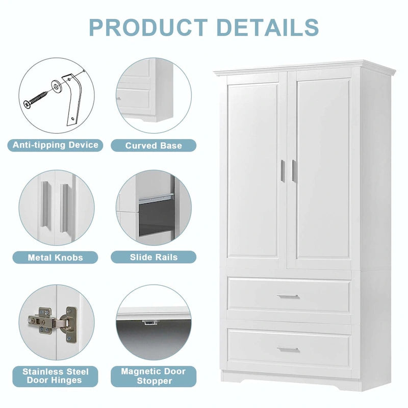 Armoire de salle de bain haute avec tiroirs et étagère réglable