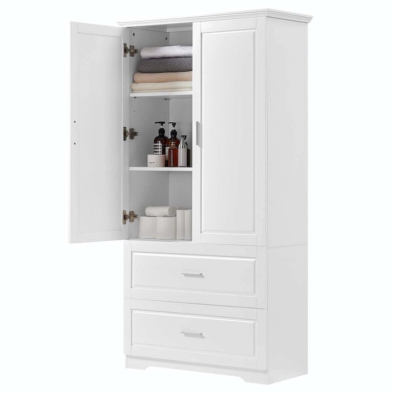 Armoire de salle de bain haute avec tiroirs et étagère réglable