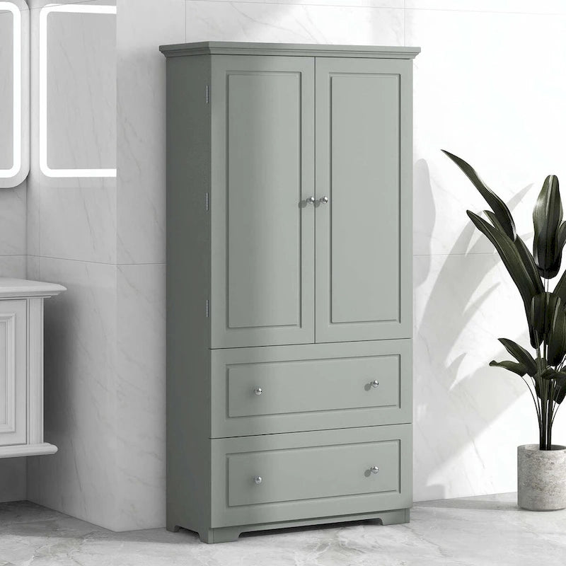 Armoire de salle de bain haute avec tiroirs et étagère réglable