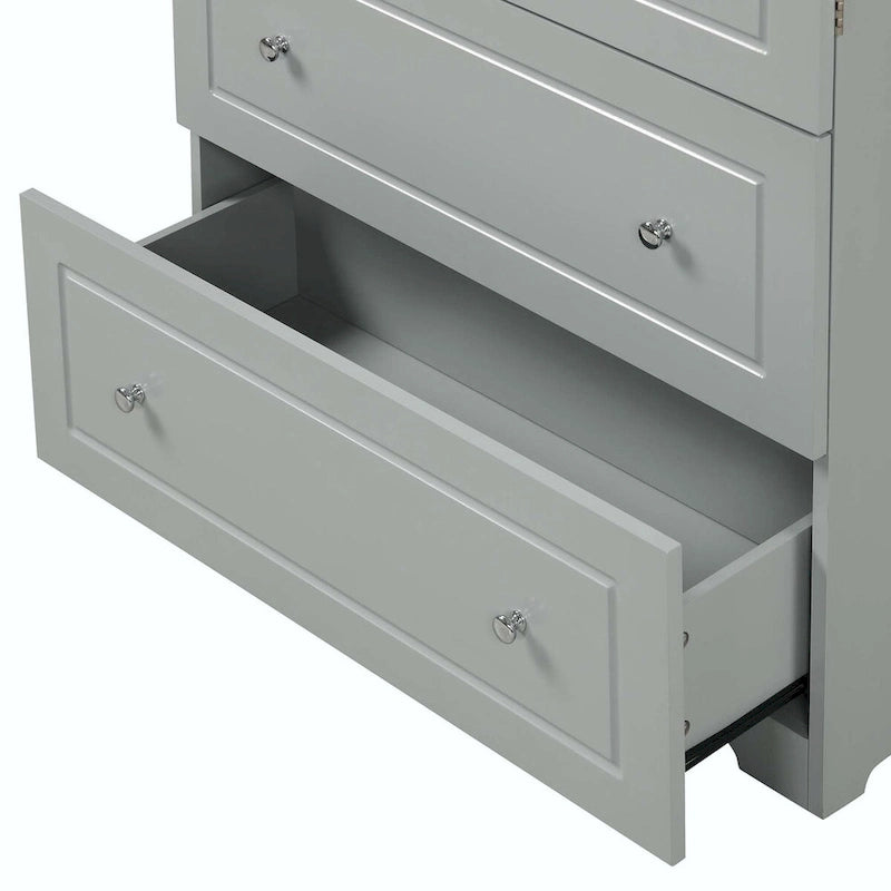 Armoire de salle de bain haute avec tiroirs et étagère réglable