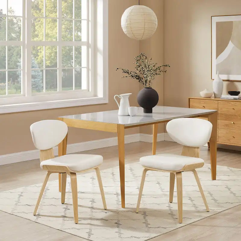 Chaise de salle à manger Art Leon en bois et cuir PU (Lot de 2).