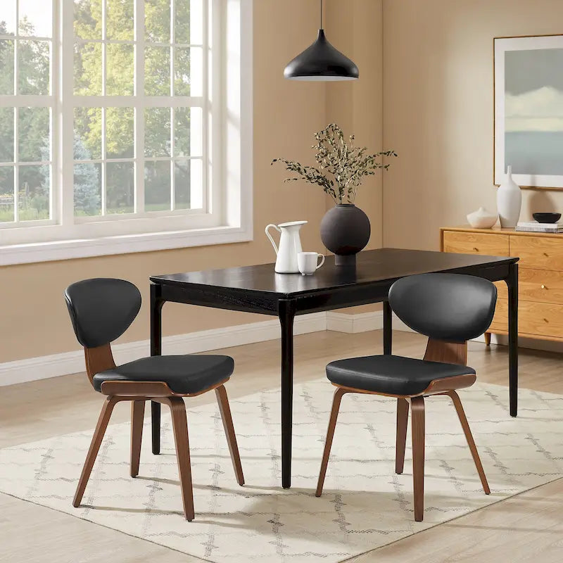 Chaise de salle à manger Art Leon en bois et cuir PU (Lot de 2).