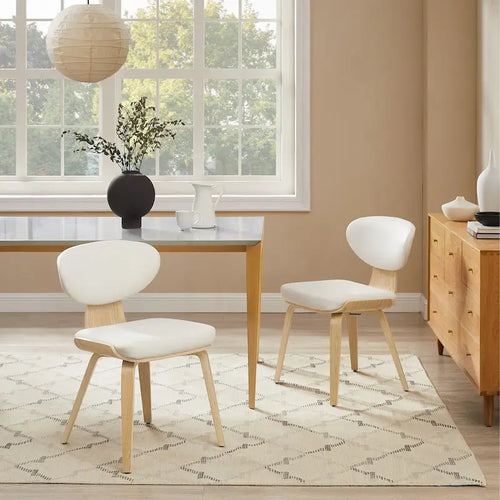 Art Leon Wood and PU Leather Dining Chair (Set of 2).
