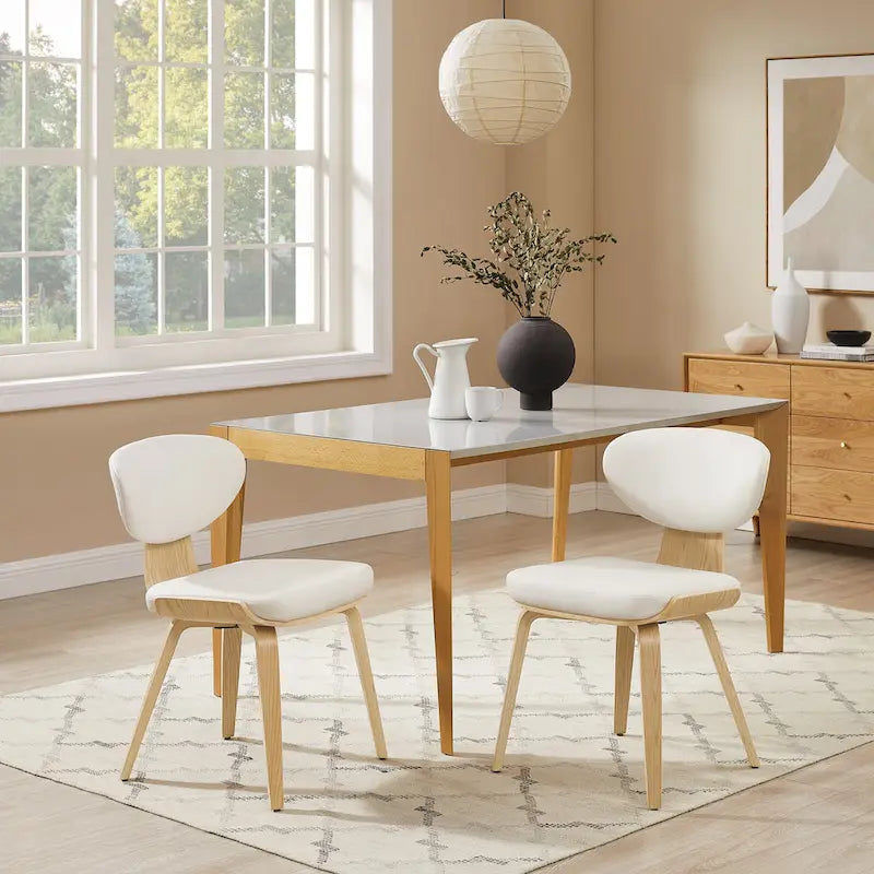 Chaise de salle à manger Art Leon en bois et cuir PU (Lot de 2).