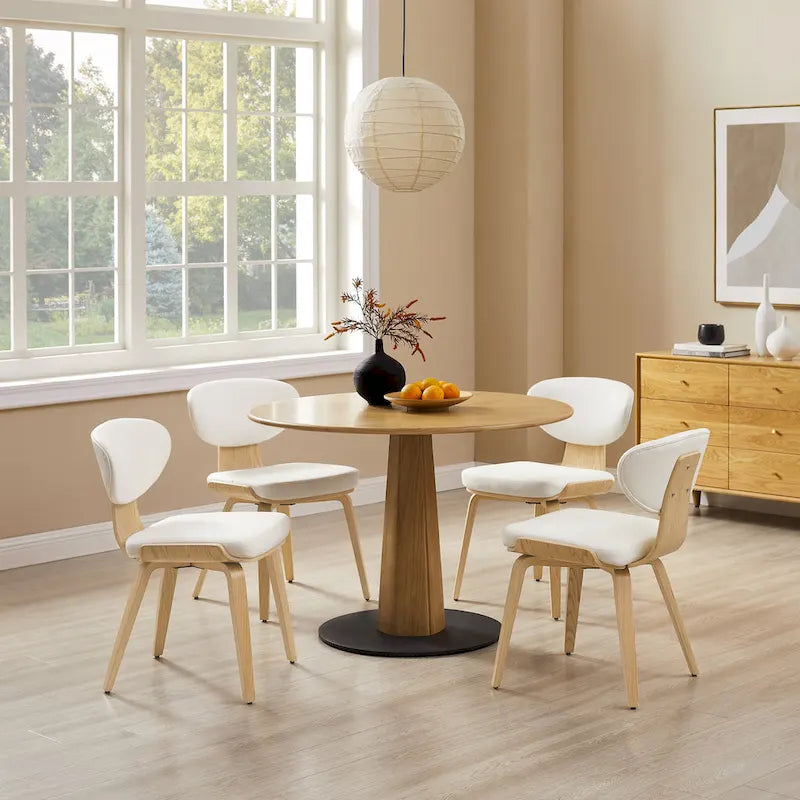 Chaise de salle à manger Art Leon en bois et cuir PU (Lot de 2).
