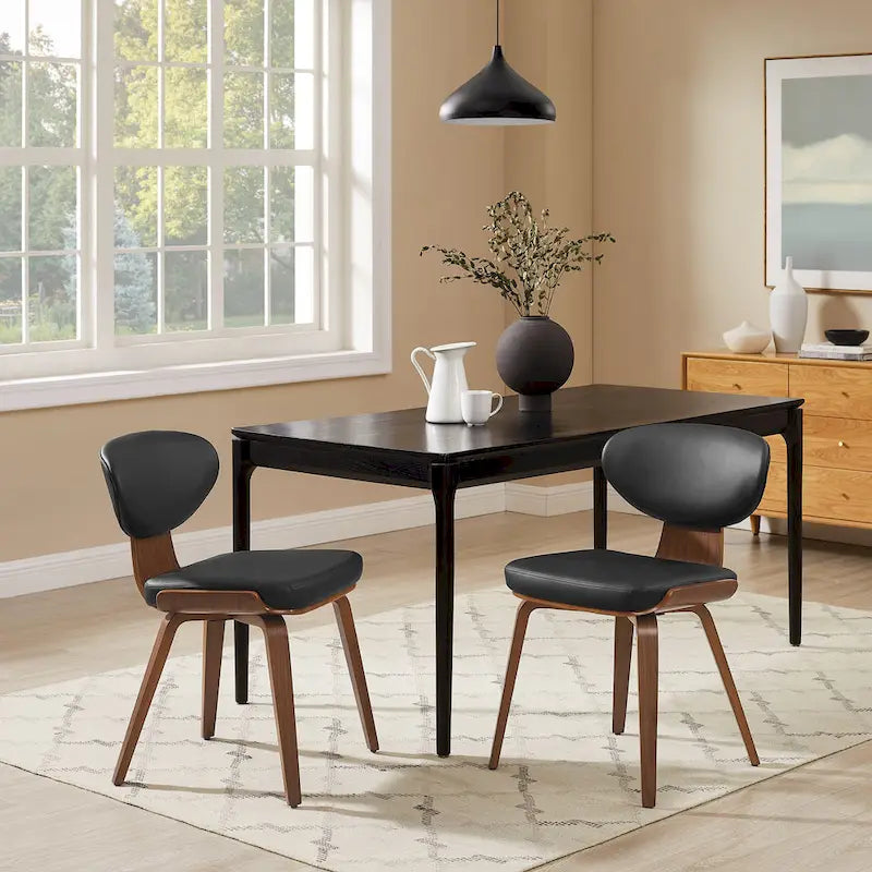 Chaise de salle à manger Art Leon en bois et cuir PU (Lot de 2).