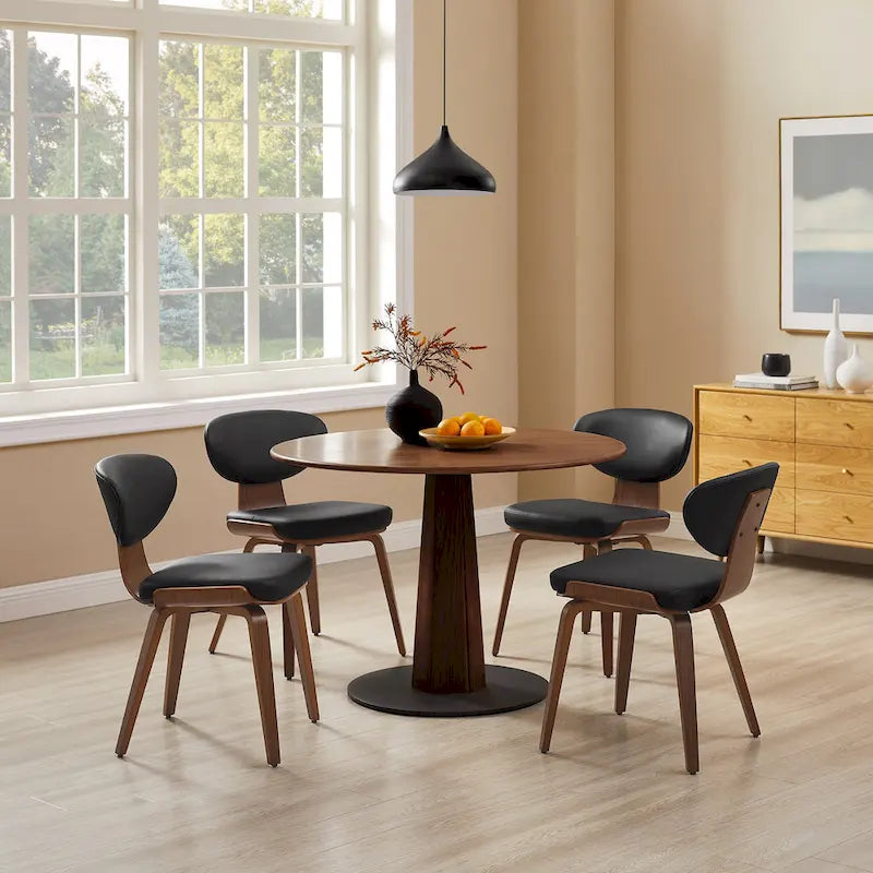 Chaise de salle à manger Art Leon en bois et cuir PU (Lot de 2).