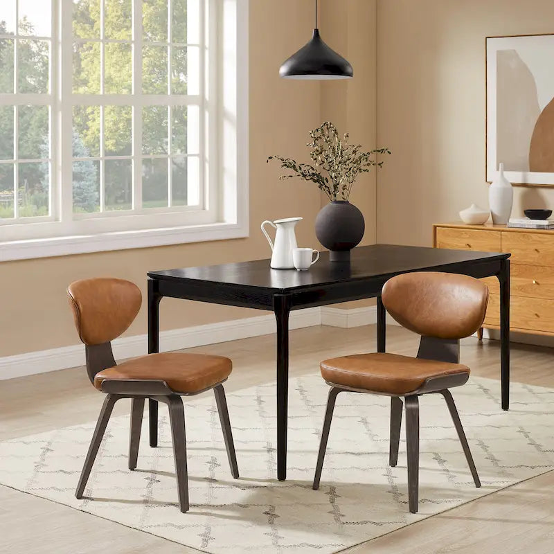 Chaise de salle à manger Art Leon en bois et cuir PU (Lot de 2).