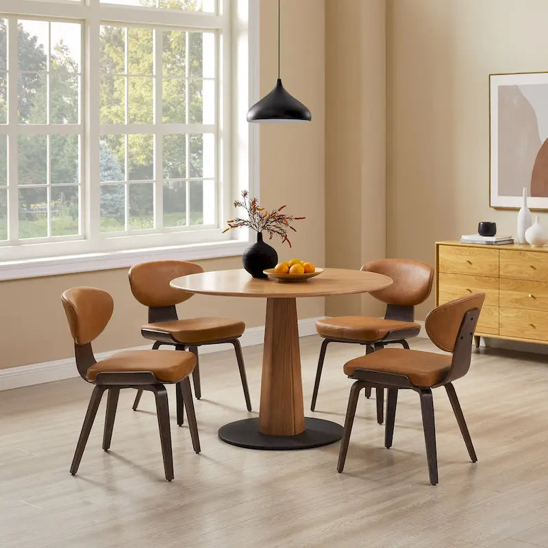 Chaise de salle à manger Art Leon en bois et cuir PU (Lot de 2).