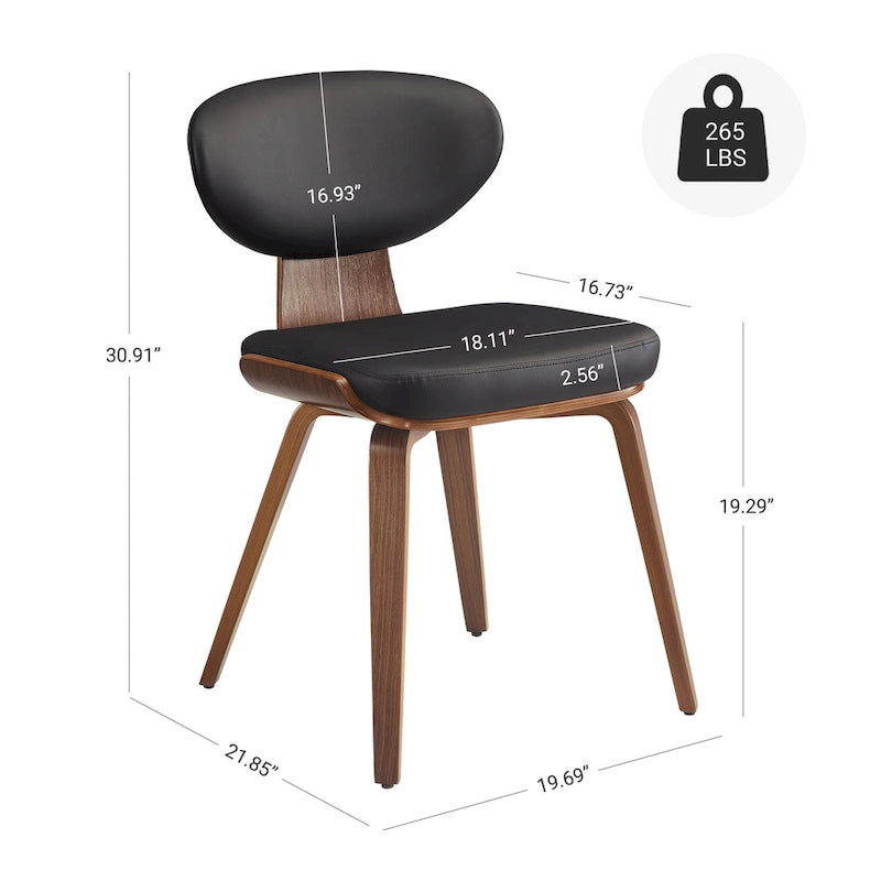 Chaise de salle à manger Art Leon en bois et cuir PU (Lot de 2).