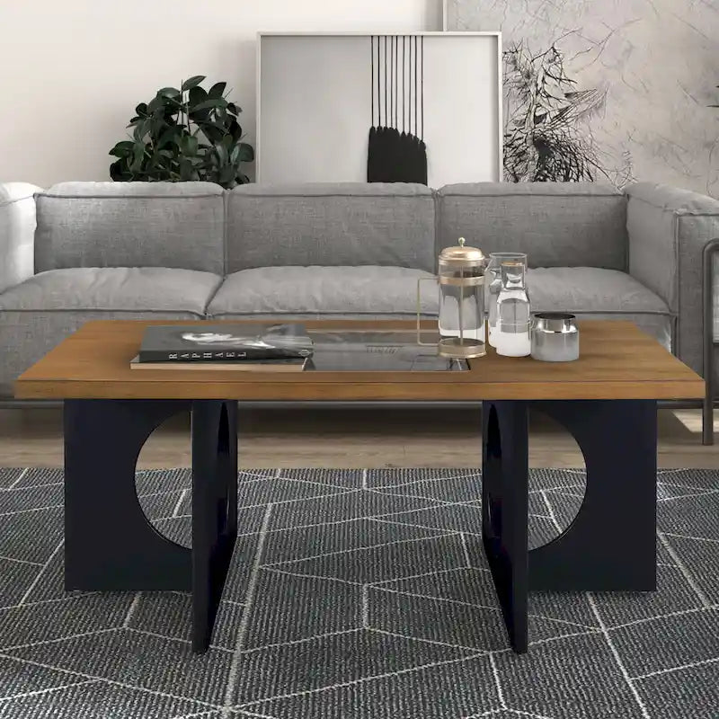Table Basse Rectangulaire en Bois Contemporain