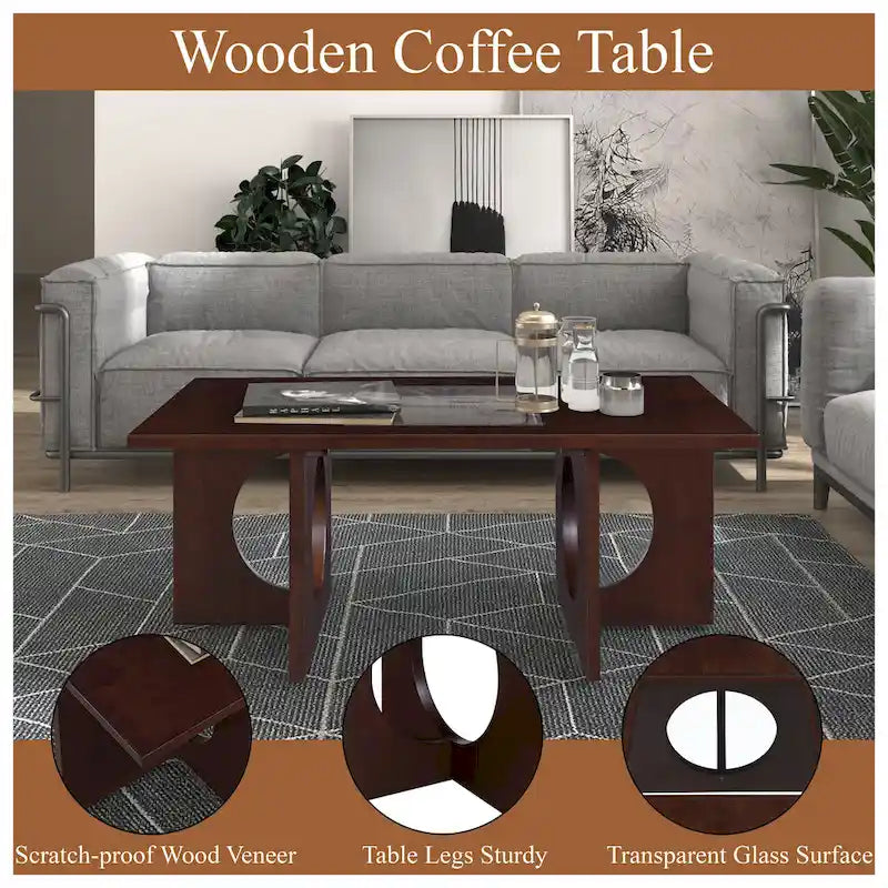 Table Basse Rectangulaire en Bois Contemporain
