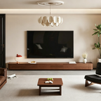 Meubles TV de style Mid-Century Modern, 4-6 tiroirs, Console média en bois massif marron